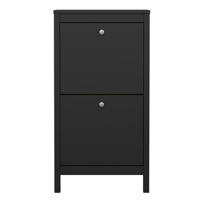Madrid Shoe Cabinet 2 Flip Down Doors Matt Black – FTG, view 2