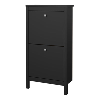 Madrid Shoe Cabinet 2 Flip Down Doors Matt Black – FTG, view 3