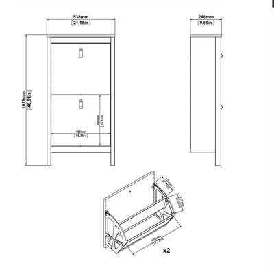 Madrid Shoe Cabinet 2 Flip Down Doors Matt Black – FTG, view 9