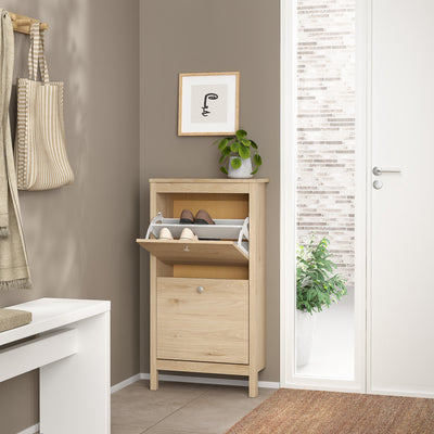 Madrid Shoe Cabinet 2 Flap Doors in Jackson Hickory Oak – FTG, view 8