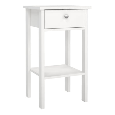 Madrid Bedside Table with 1 Drawer in White – FTG