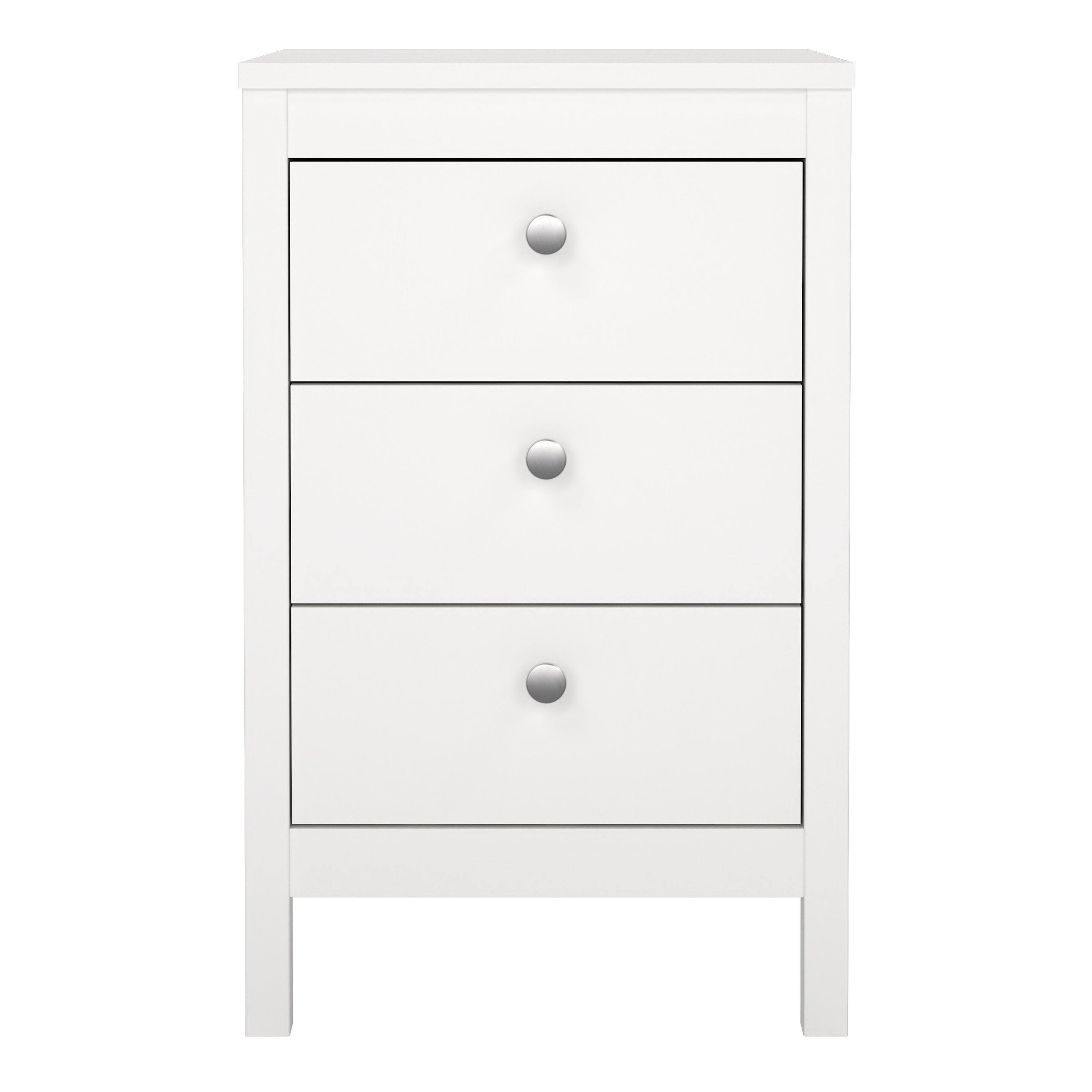 Madrid Bedside Table 3 Drawers in White – FTG, view 2