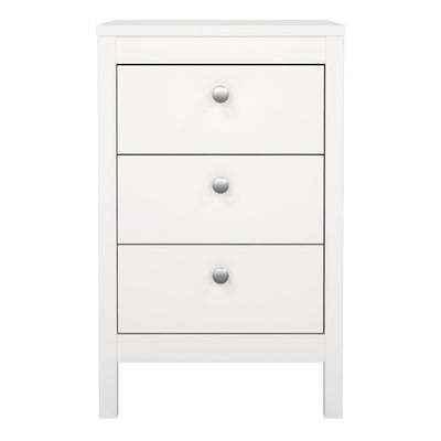 Madrid Bedside Table 3 Drawers in White – FTG, view 2