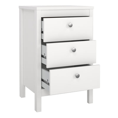 Madrid Bedside Table 3 Drawers in White – FTG, view 6