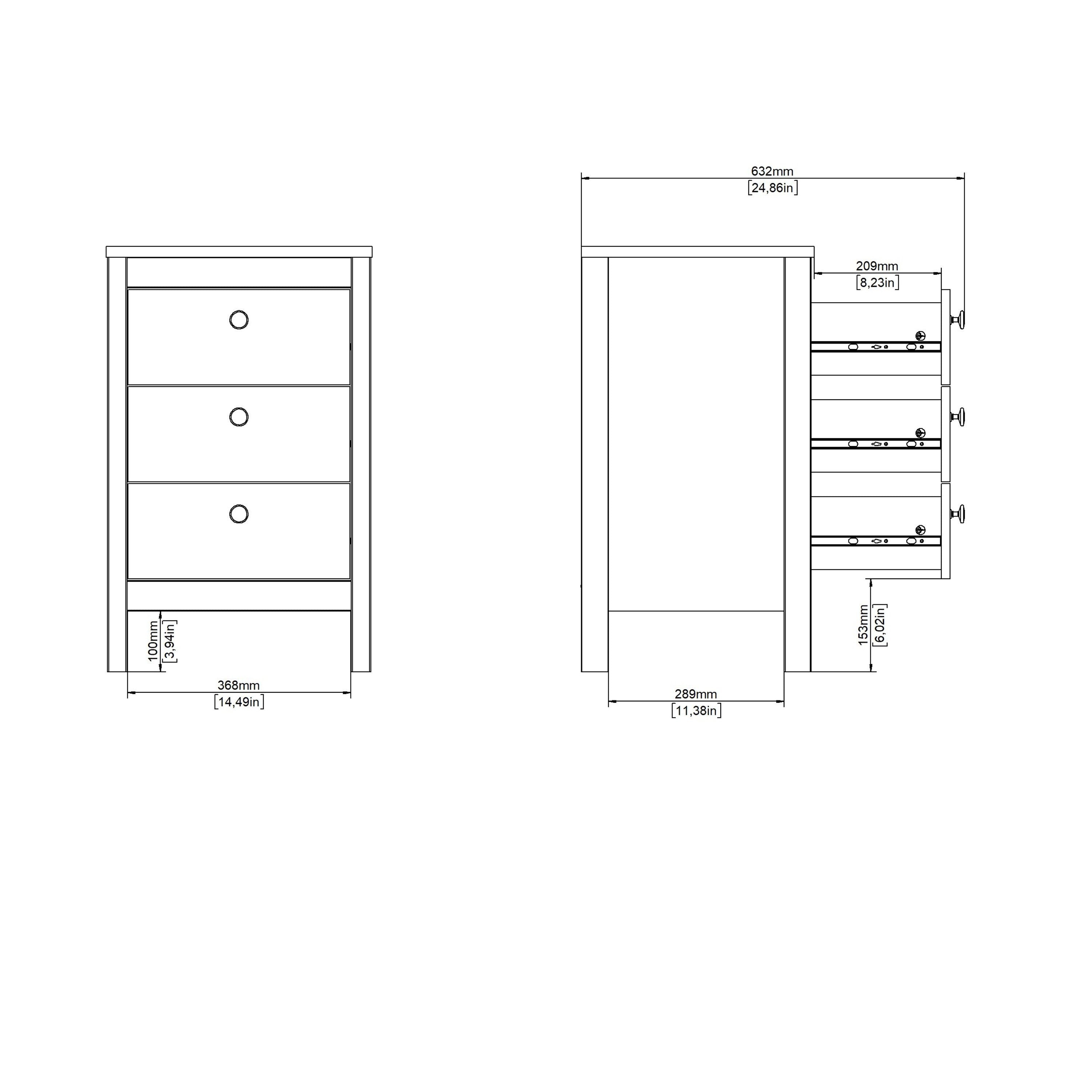 Madrid Bedside Table 3 Drawers in Cashmere – FTG, view 10