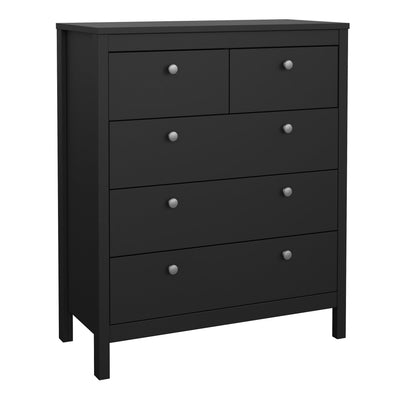 Madrid Package - Bedside Table 2 Drawers + Chest 3+2 Drawers + Wardrobe with 2 Doors in Matt Black – FTG, view 6