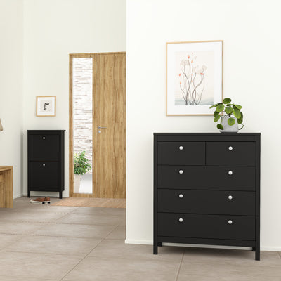 Madrid Package - Bedside Table 2 Drawers + Chest 3+2 Drawers + Wardrobe with 2 Doors in Matt Black – FTG, view 8