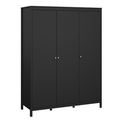 Madrid Package - Bedside Table 2 Drawers + Chest 5 Drawers + Wardrobe with 3 Doors in Matt Black – FTG, view 10