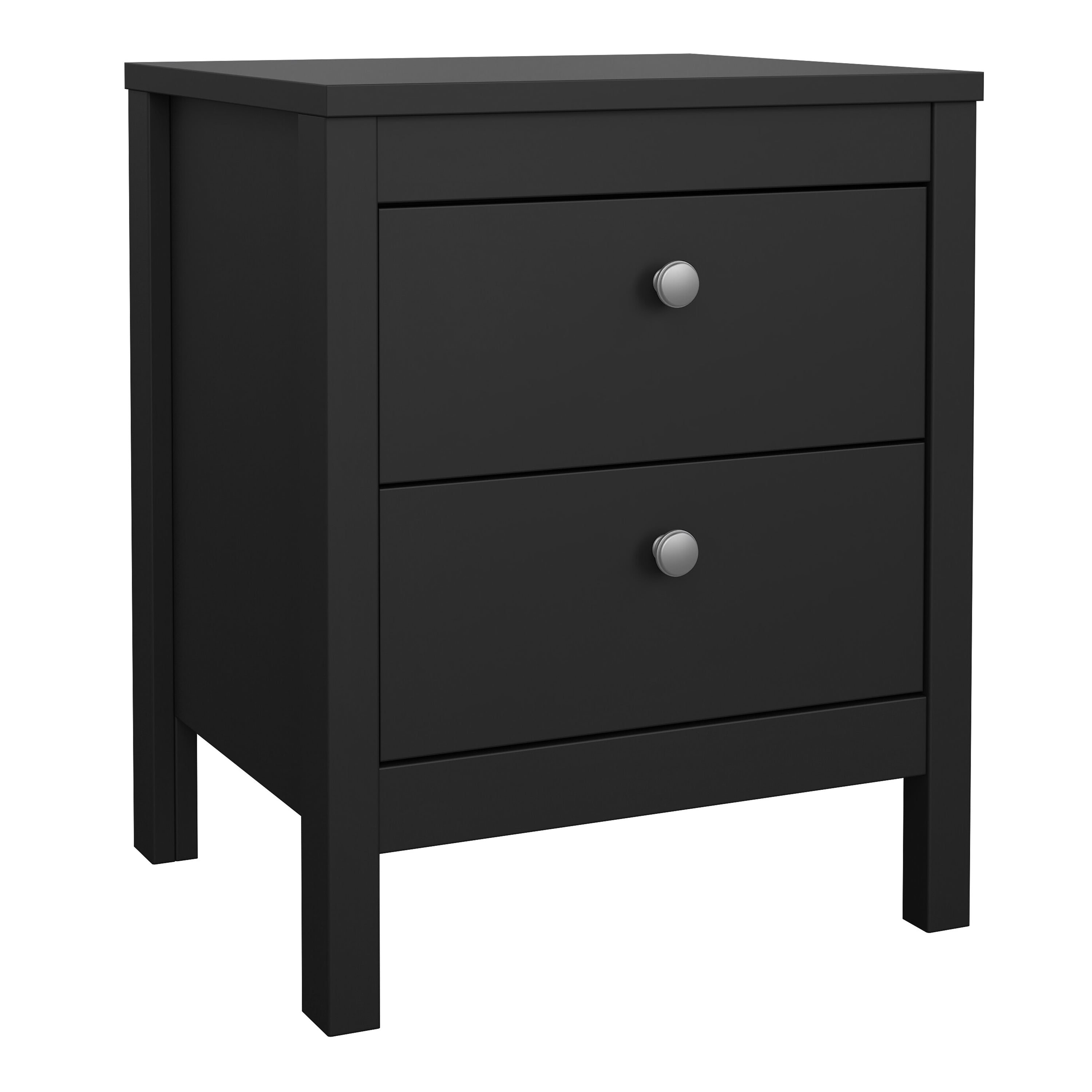 Madrid Package - Bedside Table 2 Drawers + Chest 5 Drawers + Wardrobe with 3 Doors in Matt Black – FTG, view 2
