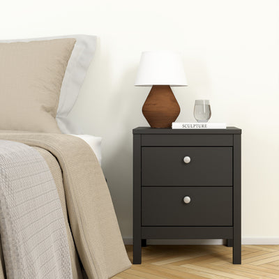 Madrid Package - Bedside Table 2 Drawers + Chest 5 Drawers + Wardrobe with 3 Doors in Matt Black – FTG, view 4