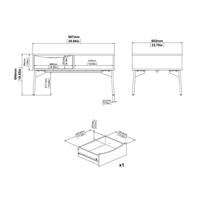 Fur Coffee Table with 1 Drawer in Grey and White – FTG, view 11