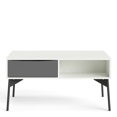 Fur Coffee Table with 1 Drawer in Grey and White – FTG, view 2
