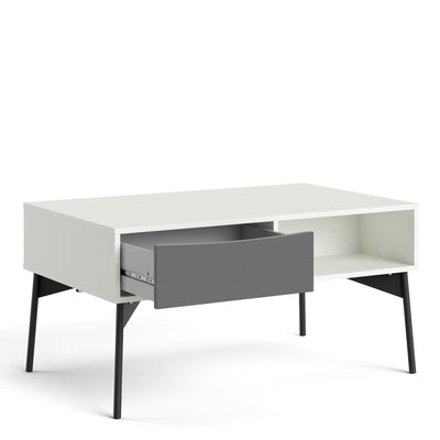 Fur Coffee Table with 1 Drawer in Grey and White – FTG, view 4