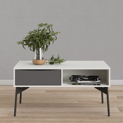 Fur Coffee Table with 1 Drawer in Grey and White – FTG, view 7