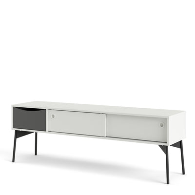 Fur TV Unit 2 Sliding Doors, 1 Drawer Grey and White – FTG, view 3