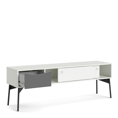 Fur TV Unit 2 Sliding Doors, 1 Drawer Grey and White – FTG, view 4