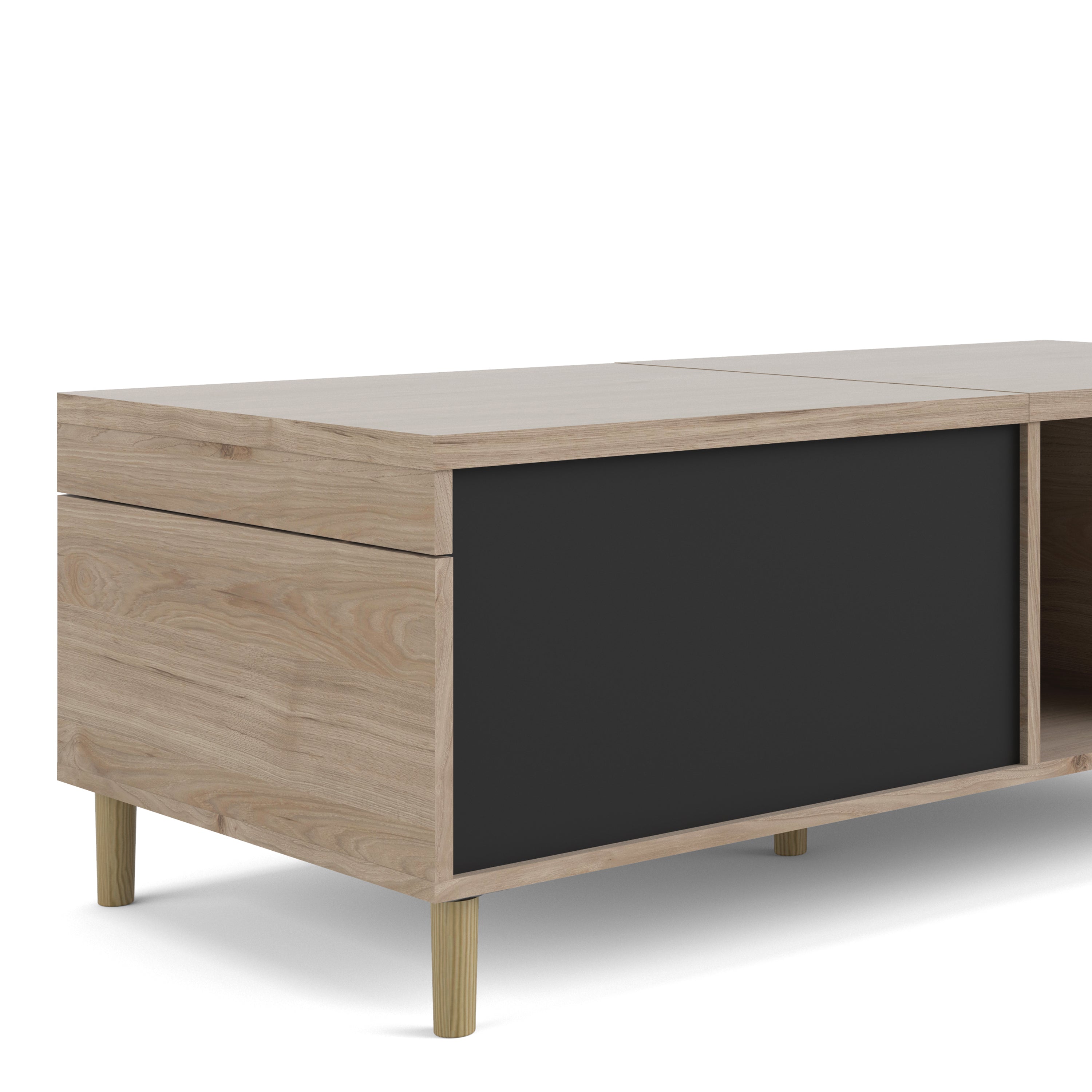Rome Coffee Table with Sliding Top in Jackson Hickory Oak and Matt Black – FTG, view 10