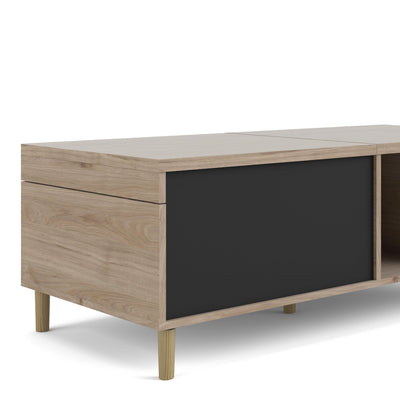 Rome Coffee Table with Sliding Top in Jackson Hickory Oak and Matt Black – FTG, view 10