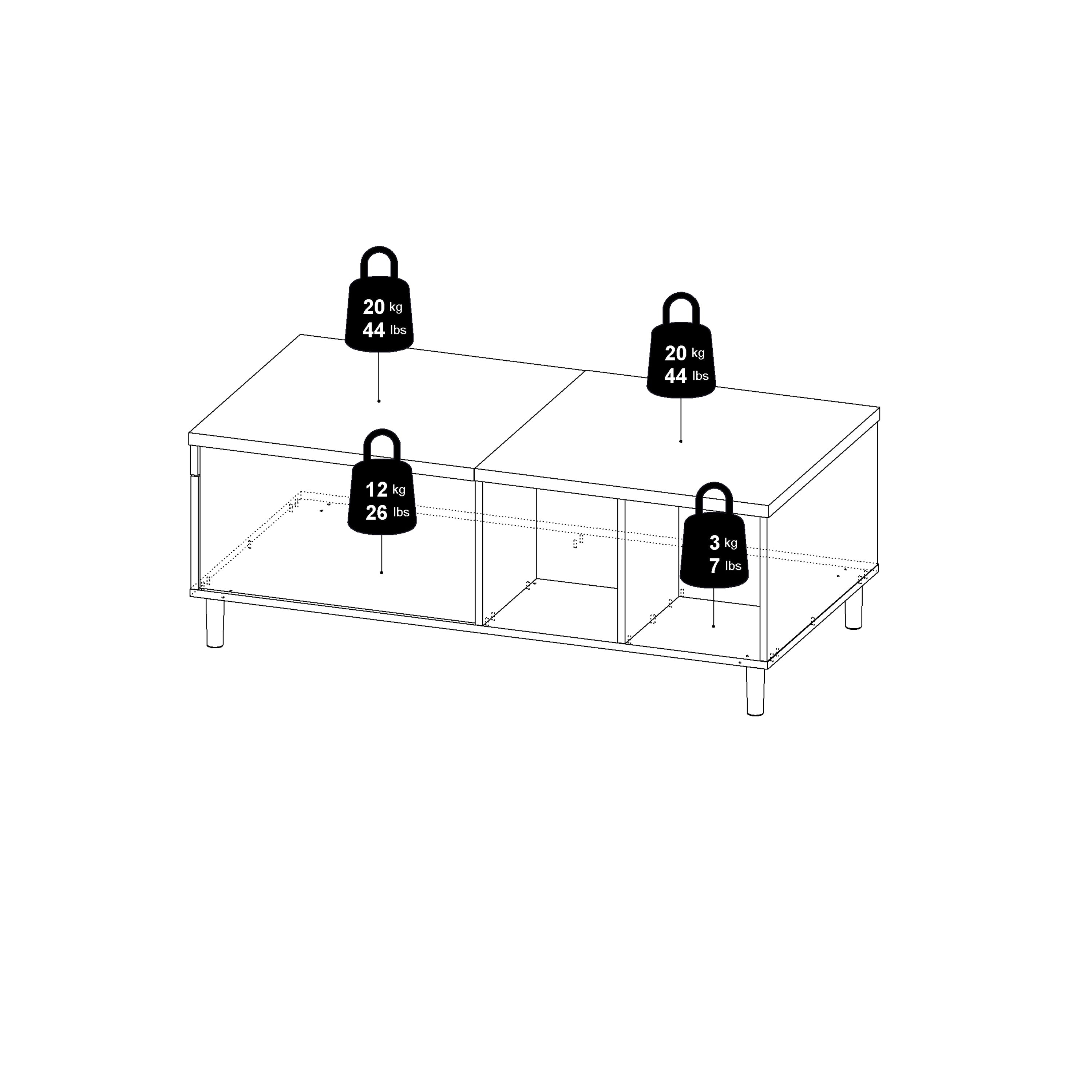 Rome Coffee Table with Sliding Top in Jackson Hickory Oak and Matt Black – FTG, view 15