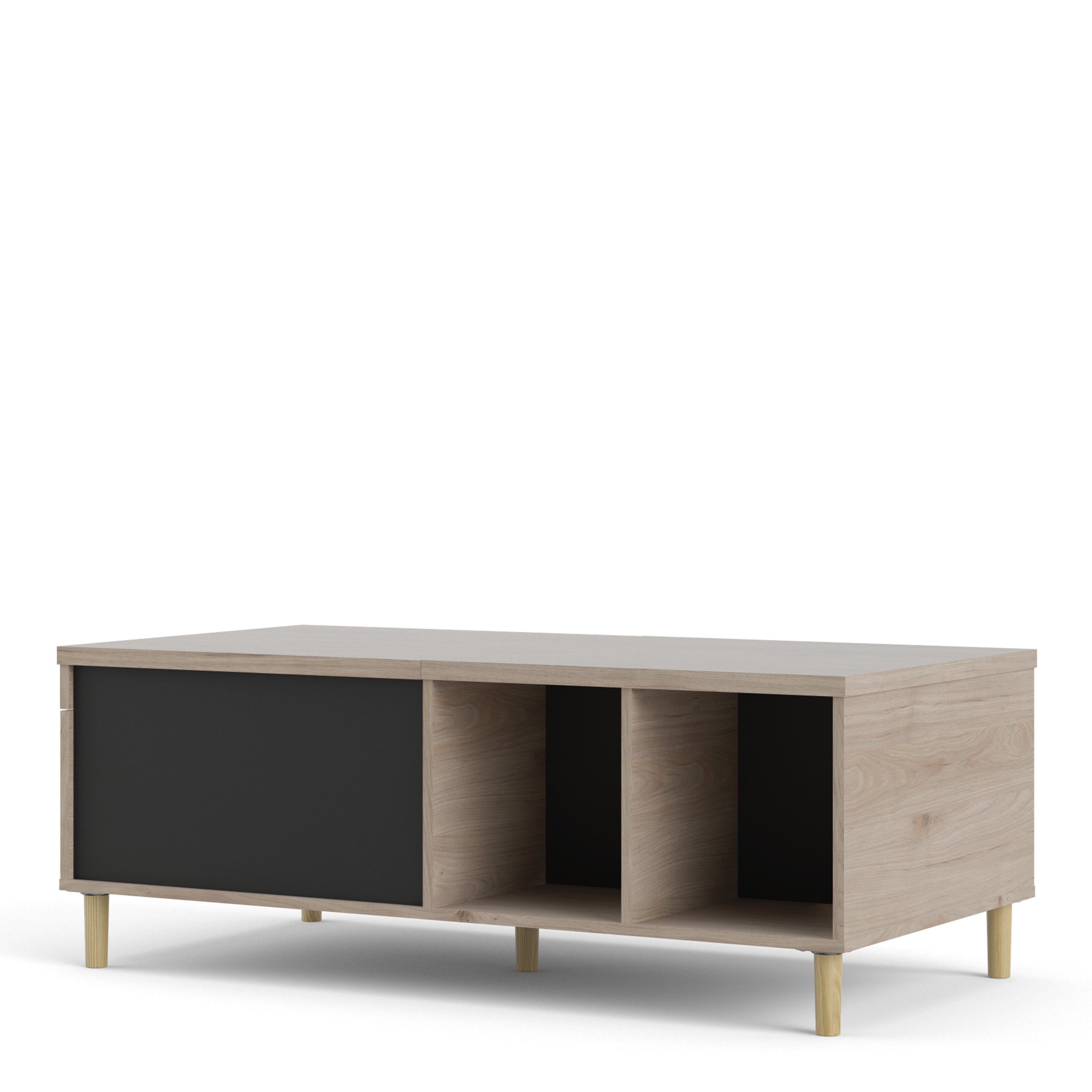 Rome Coffee Table with Sliding Top in Jackson Hickory Oak and Matt Black – FTG, view 3