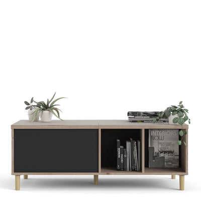 Rome Coffee Table with Sliding Top in Jackson Hickory Oak and Matt Black – FTG, view 9