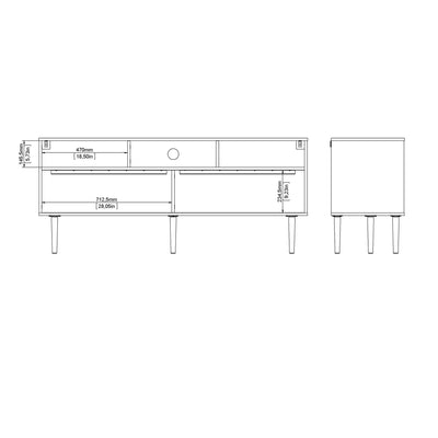 Rome TV Unit 2 Sliding Doors Oak and Matt White – FTG, view 14