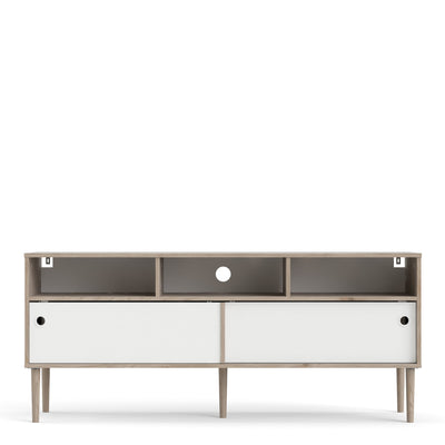 Rome TV Unit 2 Sliding Doors Oak and Matt White – FTG, view 2