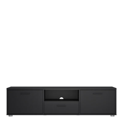 Media TV Unit with 2 Doors 1 Drawer 147cm Black – FTG, view 2