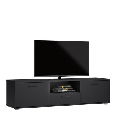 Media TV Unit with 2 Doors 1 Drawer 147cm Black – FTG, view 6