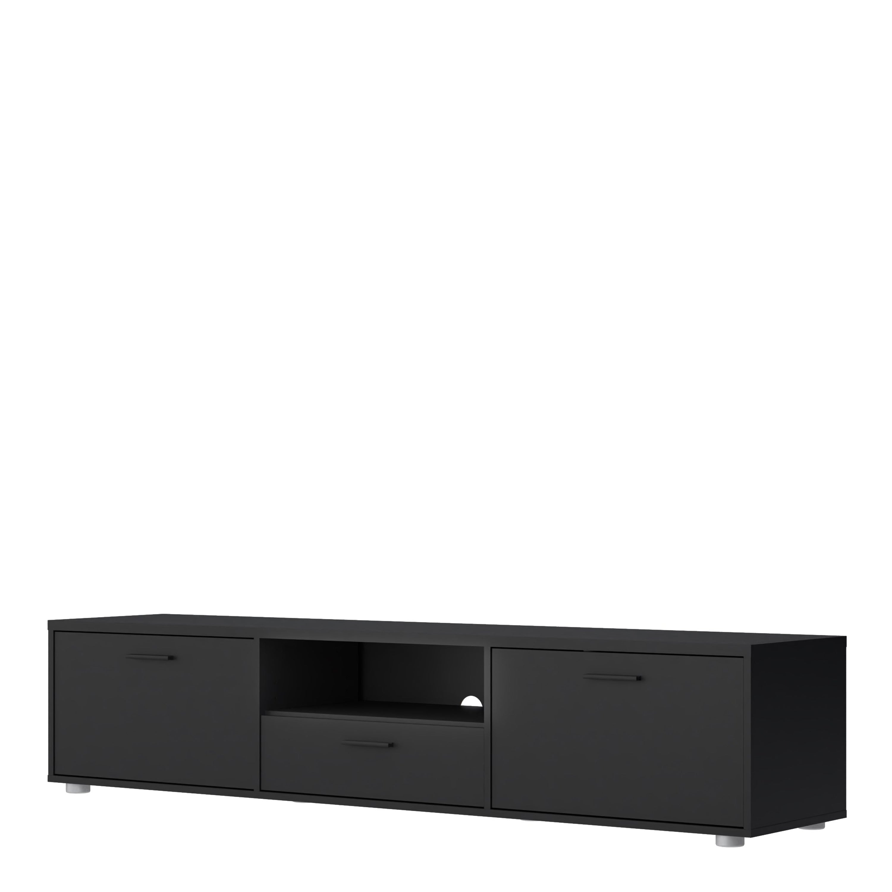 Media TV Unit with 2 Doors 1 Drawer 177cm Black – FTG, view 3