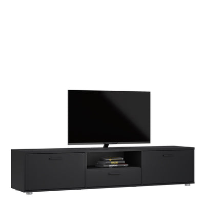 Media TV Unit with 2 Doors 1 Drawer 177cm Black – FTG, view 7