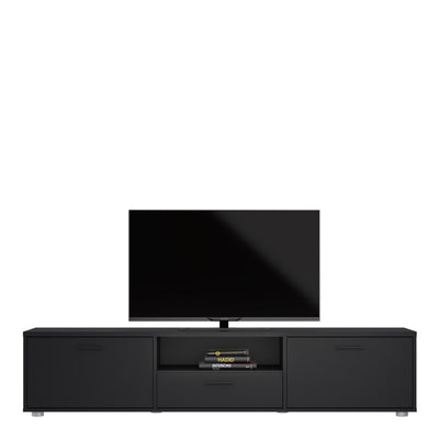 Media TV Unit with 2 Doors 1 Drawer 177cm Black – FTG, view 8