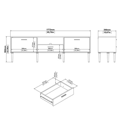 Media TV Unit with 2 Doors 1 Drawer in White – FTG, view 10