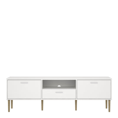 Media TV Unit with 2 Doors 1 Drawer in White – FTG, view 2