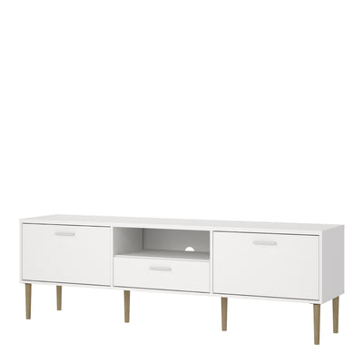 Media TV Unit with 2 Doors 1 Drawer in White – FTG, view 3