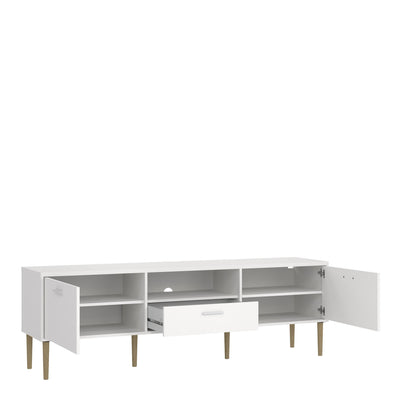 Media TV Unit with 2 Doors 1 Drawer in White – FTG, view 5