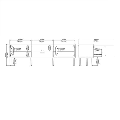 Media TV Unit with 2 Doors 1 Drawer in Black – FTG, view 11