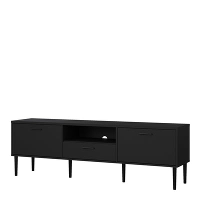 Media TV Unit with 2 Doors 1 Drawer in Black – FTG, view 3