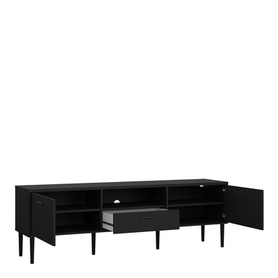 Media TV Unit with 2 Doors 1 Drawer in Black – FTG, view 5