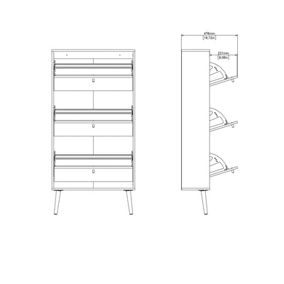 Cumbria Shoe Cabinet 3 Flip Down Doors Dark Grey – FTG, view 12