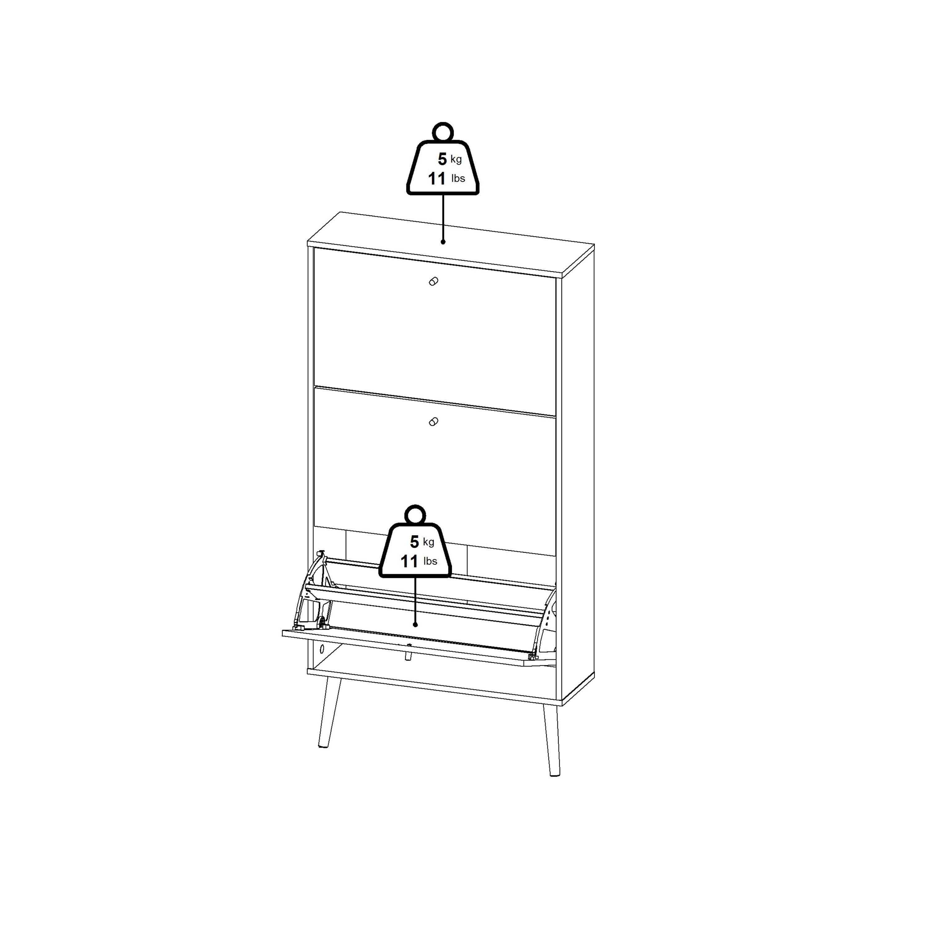 Cumbria Shoe Cabinet 3 Flip Down Doors Dark Grey – FTG, view 13