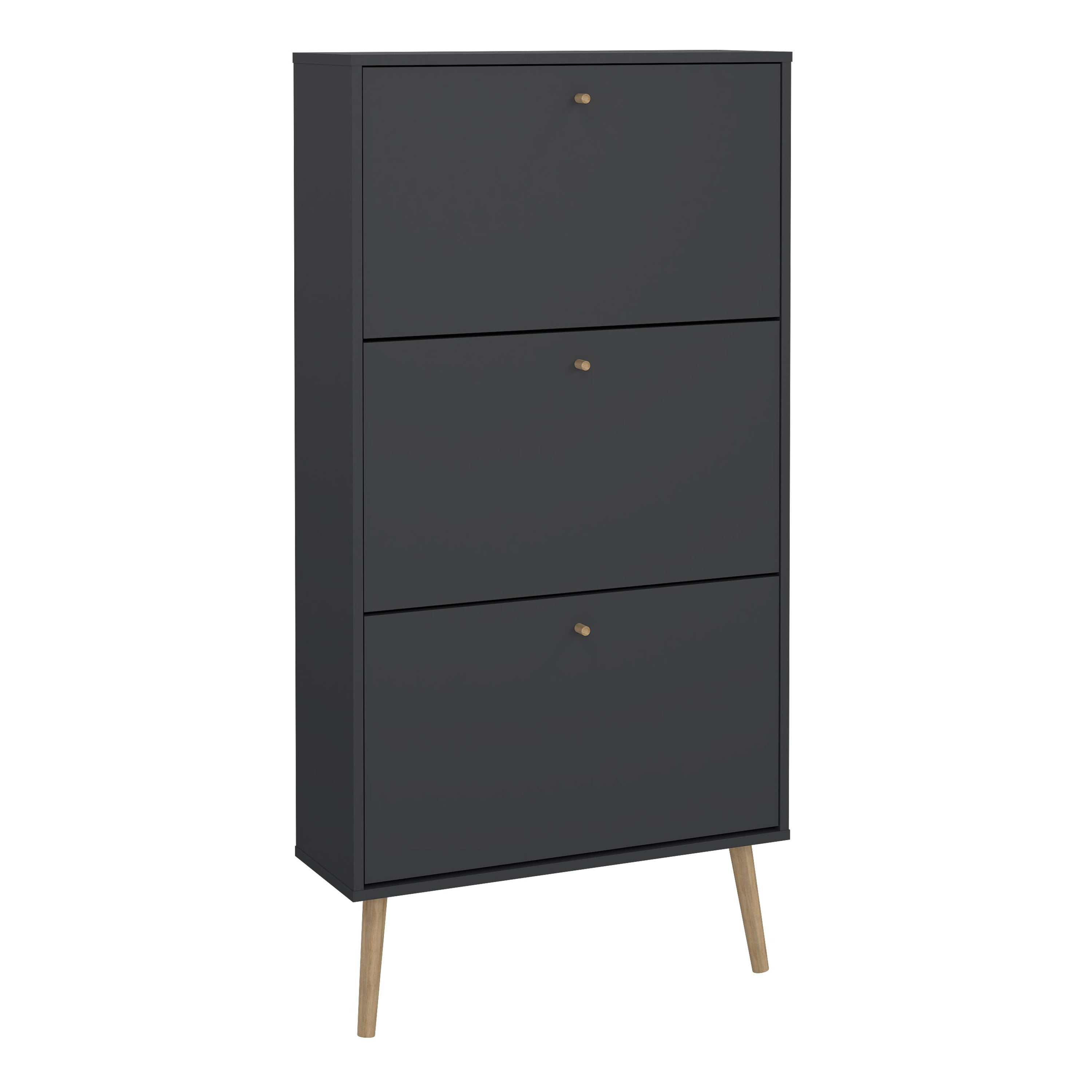 Cumbria Shoe Cabinet 3 Flip Down Doors Dark Grey – FTG