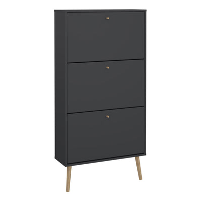 Cumbria Shoe Cabinet 3 Flip Down Doors Dark Grey – FTG