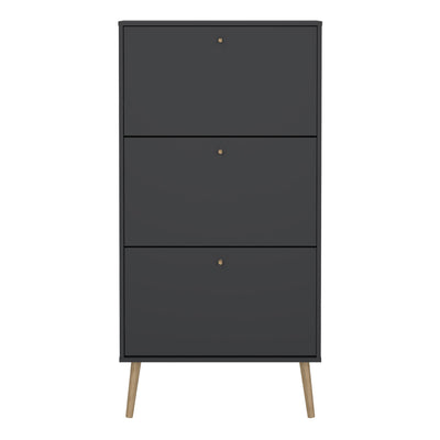 Cumbria Shoe Cabinet 3 Flip Down Doors Dark Grey – FTG, view 2
