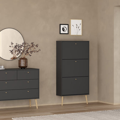 Cumbria Shoe Cabinet 3 Flip Down Doors Dark Grey – FTG, view 6