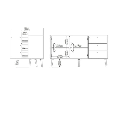 Cumbria Sideboard 2 Doors + 3 Drawers White – FTG, view 5