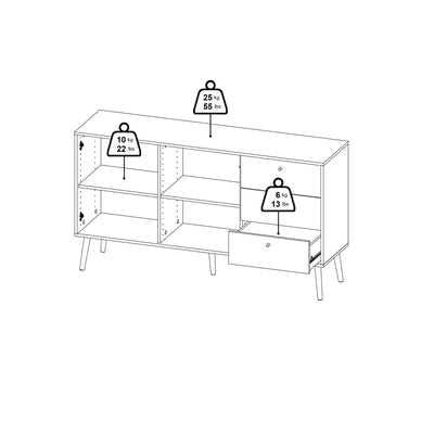 Cumbria Sideboard 2 Doors + 3 Drawers White – FTG, view 6