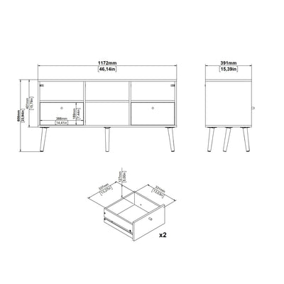 Cumbria TV-Unit 2 Drawers White – FTG, view 10