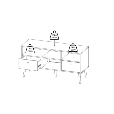 Cumbria TV-Unit 2 Drawers White – FTG, view 12