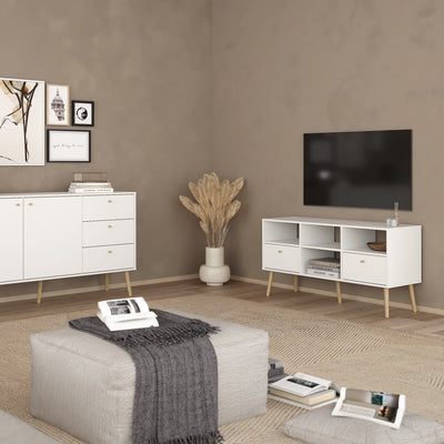 Cumbria TV-Unit 2 Drawers White – FTG, view 6